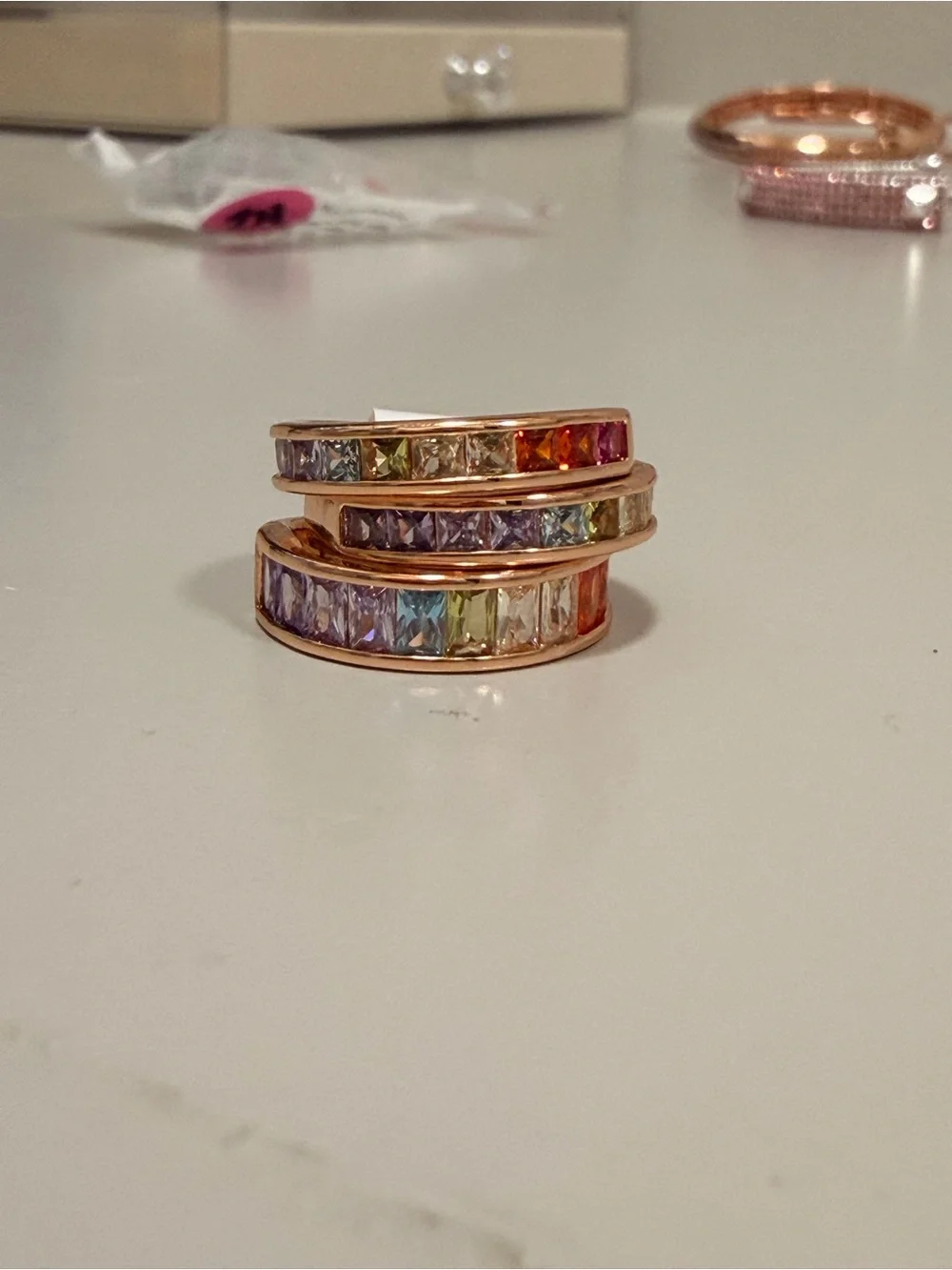 BP NWT Mental Health Collection Rainbow Gem Stack on Rose Gold